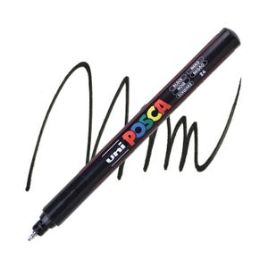 Posca-stiften, verfstift, zwarte verf, 1MR extra fijn, geringde metalen punt, ondoorzichtige inkt, acrylverfpen, permanente inkt