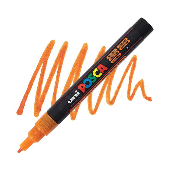 Posca Markers, Paint Marker, Glitter Orange Paint, 3M Fine Tip