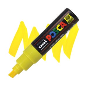 Posca Marker, Paint Marker, Gelbe Farbe, 8K, Breite Spitze, Opake Tinte, Acrylfarbenstift, Permanentstift, Glatt, Breite Spitze, Poster, Hell