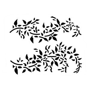 Vraiment super pochoirs, bordures de vigne 2, pochoir 4 x 5 po, bordure de feuilles, feuilles, branche d'arbre, fleurs, aménagement paysager, fabrication de cartes, créer des sections