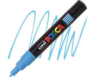 Posca Markers, Paint Marker, Light Blue Paint, 1M Extra Fine Tip, Opaque Ink, Acrylic Paint Pen, Permanent Ink, Smooth Flow, Art Pen, Sky