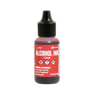 Ranger, Tim Holtz, Alcohol Ink, Coral Alcohol Ink, .5 fl oz, Pink Alcohol Ink, Red Alcohol Ink, Salmon Alcohol Ink