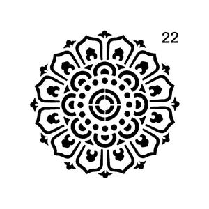 Vraiment super pochoirs, Mini, pochoir Mandala 22, 3,5 pouces, réutilisable, fleur, pétales, pétoncles vintage, polyvalent, classique, floral