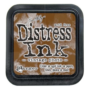 Tim Holtz, Distress Ink, Almofada de tinta, Tamanho completo, Foto vintage, Almofada de tinta marrom, Almofada de tinta marrom escuro, Almofada de carimbo, Almofada de tinta marrom chocolate