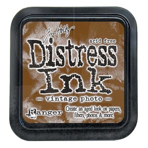 Tim Holtz, Distress Ink, Ink Pad, Full Size, Vintage Photo, Brown Ink Pad, Dark Brown Ink Pad, Stamp Pad, Chocolate Brown Ink Pad