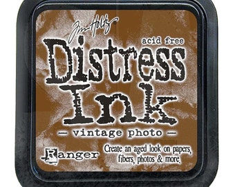 Tim Holtz, Distress Ink, Ink Pad, Full Size, Vintage Photo, Brown Ink Pad, Dark Brown Ink Pad, Stamp Pad, Chocolate Brown Ink Pad