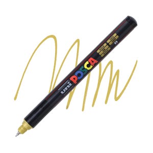 Posca Markers, Paint Marker, Gold Paint, 1MR Extra Fine, Ringed in Metal Bullet Tip, Opaque Ink, Acrylic Paint Pen, Permanent Ink