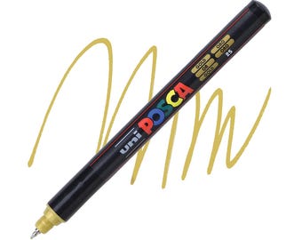 Posca Markers, Paint Marker, Gold Paint, 1MR Extra Fine, Ringed in Metal Bullet Tip, Opaque Ink, Acrylic Paint Pen, Permanent Ink