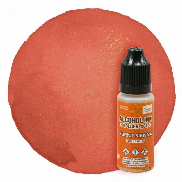 Couture Creations, Alcohol Ink, Golden Age Alcohol Ink, Shimmer Alcohol Ink, 4 fl oz, Burnt Sienna Alcohol Ink, Orange Alcohol Ink, Rust Ink