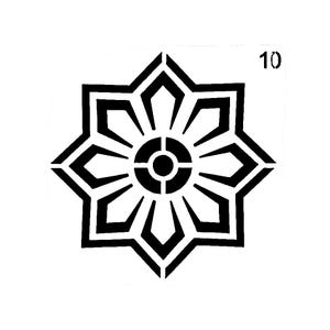 Vraiment super pochoirs, mini, étoile, 10 pochoirs, 3,5 pouces, réutilisables, marguerites, gai, heureux, pétales superposés, rotation, moulinet