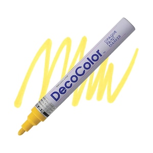 DecoColor, Paint Marker, Yellow Ink, Broad Point, Opaque Marker, Permanent Marker, Oil Based Paint Marker, Wide Tip, Sunshine, Happy, Gloss