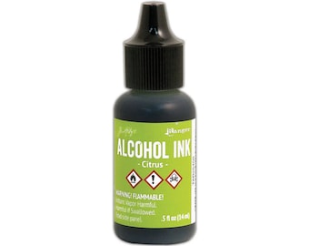 Ranger, Tim Holtz, Alcohol Ink, Citrus Alcohol Ink, .5 fl oz, Green Alcohol Ink, Light Green Alcohol Ink
