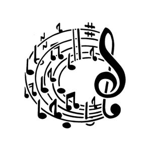 Really Great Stencils, Happy Music 2 Stencil, 5.9x5.9&quot;, Background, Layering, Treble Clef, Music Notes, Sharp, Musical Notation, Bass Clef