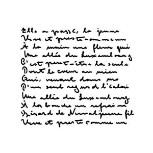 Peut inclure: Texte manuscrit à l'encre noire sur fond blanc. L'écriture est en français, avec des lettres et des mots en cursive. L'écriture est dense, remplissant la majeure partie du cadre.
