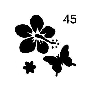 Vraiment super pochoirs, mini, hibiscus et papillons 45, pochoir insectes, 3 x 3', réutilisables, fleurs, papillon, été, jardin, vol, changement