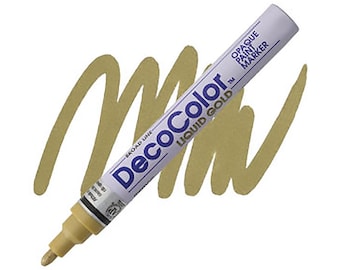 DecoColor, Paint Marker, Gold Ink, Broad Point, Permanent, Wide Tip, Oil Based Paint Pen, Opaque, Gloss, Multi Surface, Signature