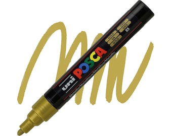 Posca Markers, Paint Marker, Gold Paint, 5M Medium Tip, Opaque Ink, Acrylic Paint Pen, Permanent, Smooth Flow, Gold Ink, Gold Paint Pen