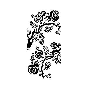 Vraiment super pochoirs, pochoir épines de rose, 3 x 6', superposition, réutilisable, fleurs, roses, tiges, feuilles, bordures, modèle floral, branches