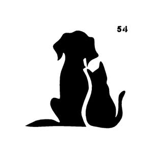 Echt geweldige stencils, mini, huisdiervrienden 1 stencil, 3", herbruikbaar, huisdieren, hond, kat, beste vrienden, knoppen, silhouetten, dieren, baby's met vacht, honden