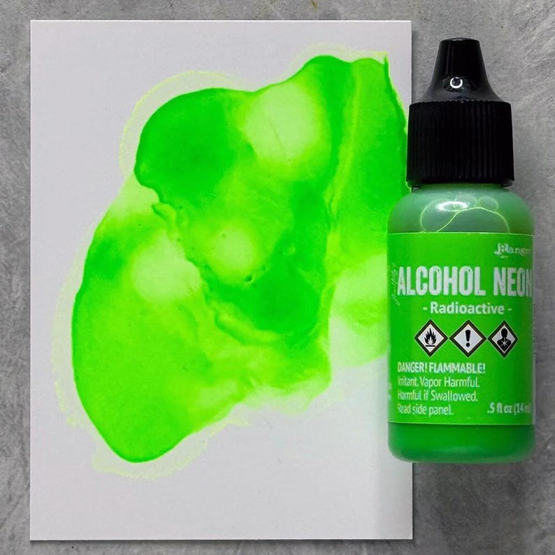 Ranger, Tim Holtz, Alcohol Ink, Neon Full Set, 8 Colors, .5 fl oz, Bright, Vibrant, Luminous, Fluorescent Alcohol Ink