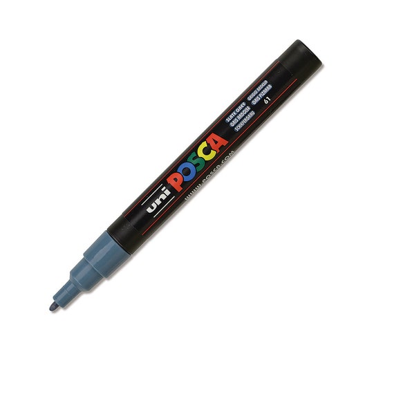 Posca Markers, Paint Marker, Slate Grey Paint, 3M Fine Tip, Opaque Ink,  Acrylic Paint Pen, Permanent, Smooth Flow, Dark Grey Paint Pen