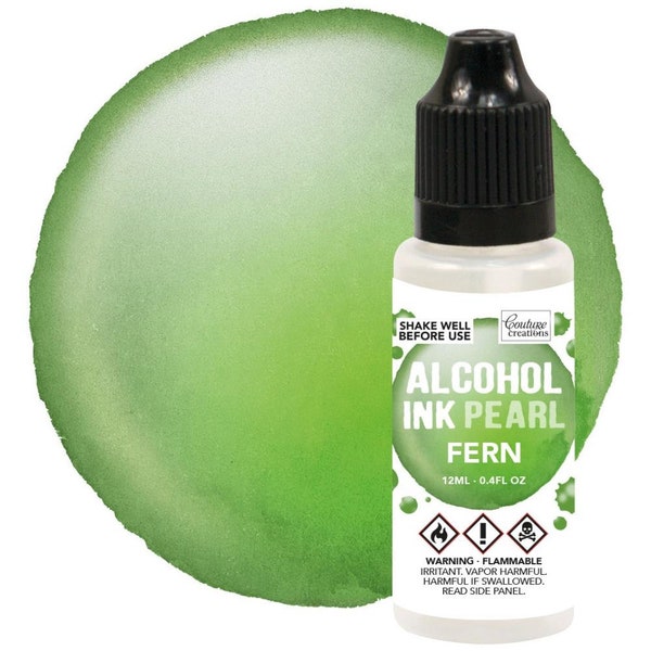 Couture Creations, Alcohol Ink, Pearl Alcohol Ink, .4 fl oz, Fern Green Alcohol Ink, Medium Green Alcohol Ink, Grass Green Alcohol Ink