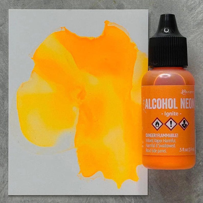 Ranger, Tim Holtz, Alcohol Ink, Neon Full Set, 8 Colors, .5 fl oz, Bright, Vibrant, Luminous, Fluorescent Alcohol Ink