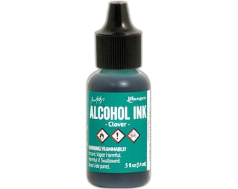 Ranger, Tim Holtz, Alcohol Ink, Clover Alcohol Ink, .5 fl oz, Green Alcohol Ink, Green Blue Alcohol Ink