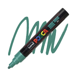 Posca Markers, Paint Marker, Metallic Green Paint, 5M Medium Tip, Opaque Ink, Acrylic Paint Pen, Permanent, Smooth Flow, Emerald