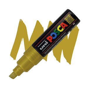 Posca Markers, Paint Marker, Gold Paint, 8K, Broad Tip, Opaque Ink, Acrylic Paint Pen, Permanent Ink, Smooth Flow, Wide Point, Metallic