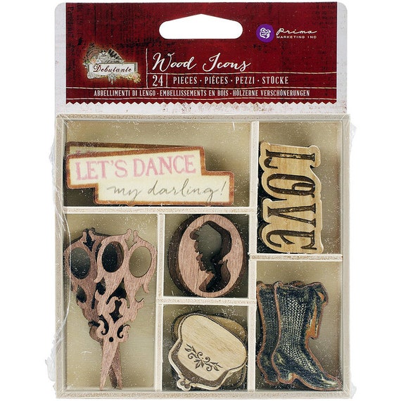 Prima Debutante Wood Embellishments Wooden Icons Vintage - Etsy
