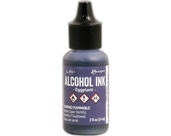 Ranger, Tim Holtz, Tinta de alcohol, Tinta de alcohol berenjena, 0.5 fl oz, Tinta de alcohol púrpura, Tinta de alcohol berenjena, Tinta de alcohol uva