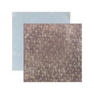 クレート ペーパー、クラッシュ コレクション、ケルプ、1 x 12 インチ、花のカード紙、ヴィンテージ フローラル、両面、グランジ、ブラウン、グリーン、ブルー、使い古した壁紙