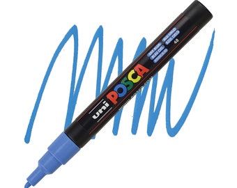 Posca Markers, Paint Marker, Sky Blue Paint, 3M Fine Tip, Opaque Ink, Acrylic Paint Pen, Permanent, Smooth Flow, Sky Blue Ink, Light Blue