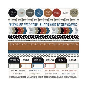 Kaisercraft, Scrap Yard, Cardstock Stickers 12&quot;, Encouragement Stickers, Industrial, Border Stickers, Tough Guys, Arrow Sticker, Ruler
