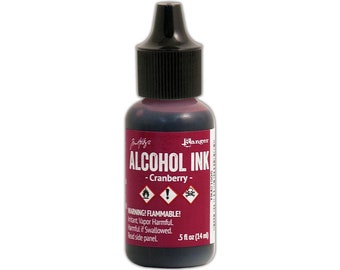 Ranger, Tim Holtz, Alcohol Ink, Cranberry Alcohol Ink, .5 fl oz, Red Alcohol Ink, Wine Red Alcohol Ink