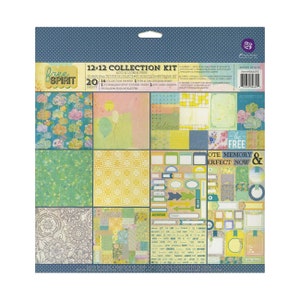 Prima, Free Spirit-collectiekit, 12-inch papierblok, kartonpapier, journaling, woordstickers, ATC-kaartvel, kaders, tags, labels, groen