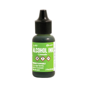 Ranger, Tim Holtz, alcoholinkt, limeade-alcoholinkt, 0,5 fl oz, groene alcoholinkt, lichtgroene alcoholinkt, bladgroene alcoholinkt