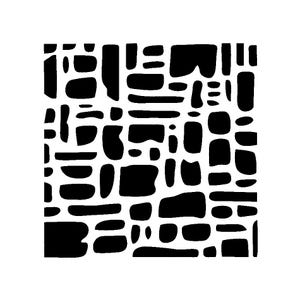 Really Great Stencils, Stencil spazi fusi, 5,9" x 5,9", scatole miste, sfondo, stratificazione, linee spesse, forme strane, quadrati fusi