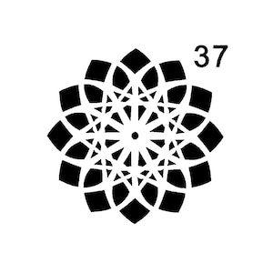 Vraiment super pochoirs, Mini, mandala fleur 37 pochoir, 3 x 3", réutilisable, fleurs étoiles, polyvalent, fantaisiste, géo, pétales, mandalas astro