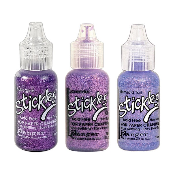 Ranger, Stickles Glitter Glue, The Purples, 3 Shades, Aubergine, Lavender, Mermaid Tail, Purple Stickles, Purple Glitter, Add Dimension