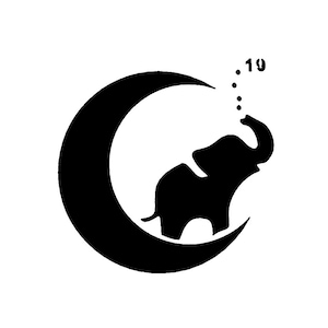 Echt geweldige stencils, mini, olifant en maan stencil, 3", herbruikbaar, schattig dier, wassende maan, silhouetten, sterren, bellen blazen