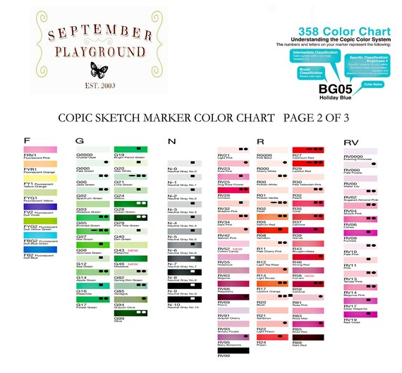 Copic Ink Color Chart