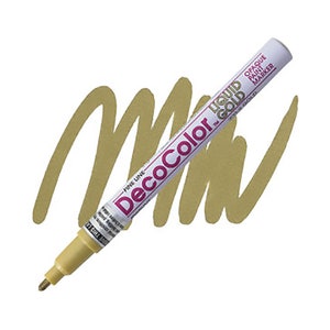 DecoColor, Paint Marker, Gold Ink, Fine Point, Gold Paint Pen, Opaque Marker, Permanent Marker, Oil Based Paint Marker, Gloss