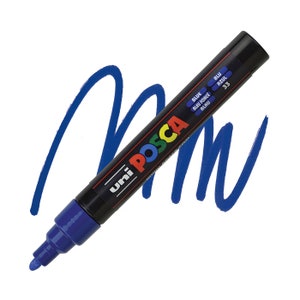 Posca Marker, Lackmarker, Blaue Farbe, 5 M Mittlere Spitze, Opake Tinte, Acrylfarbenstift, Permanent Tinte, Glatter Fluss, Blauer Lackstift