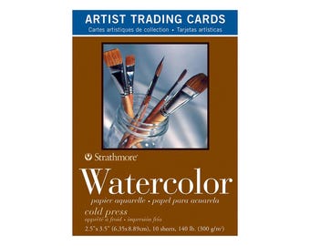Strathmore, Artist Trading Cards, ATC, Watercolor, White Cards, 2 1/2&quot; x 3 1/2&quot;, For Wet Media, Markers, Acrylic, ACEO, Heavyweight