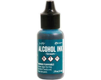 Ranger, Tim Holtz, Alcohol Ink, Stream Alcohol Ink, 120 ml, blaue Alkoholtinte. Türkisblaue Tinte