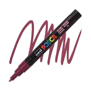 Pennarelli Posca, pennarello a vernice, vernice al vino rosso, punta fine 3M, inchiostro opaco, pennarello acrilico, permanente, flusso uniforme, inchiostro rosso scuro, pennarello marrone