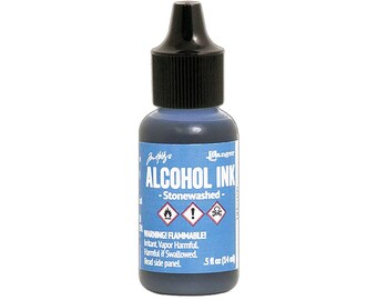 Ranger, Tim Holtz, Alcohol Ink, Stonewashed Alcohol Ink, Blaue Alkohol Tinte, Hellblaue Alkohol Tinte, 0,5 fl oz