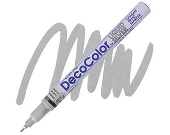 DecoColor, Paint Marker, Liquid Silver Ink, Silver Ink, Opaque Marker, Permanent Marker, Oil Based Paint Marker, Extra Fine Point